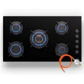 Klarstein Gaskocher 5 Flammig, Einbau-Gaskocher für Innenbereich & Wohnmobil, 10400W Edelstahl-Gaskocher, 5 Flammen Gaskocher, Gasherde mit Snapjet-Brenner, Moderner Einbau Gasherd, LPG Gas Herd