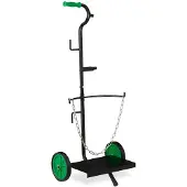Relaxdays Gas Transportwagen, Transportkarre für 5 & 11 kg Gasflaschen, Propan, Vollgummireifen, Stahl, schwarz/grün