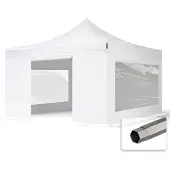 TOOLPORT 4x4m Stahl Faltpavillon, inkl. 4 Seitenteile, weiß