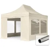 TOOLPORT 3x4,5m Stahl Faltpavillon, inkl. 4 Seitenteile, creme
