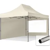 TOOLPORT 3x4,5m Stahl Faltpavillon, inkl. 2 Seitenteile, creme
