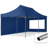TOOLPORT 3x6m Stahl Faltpavillon, inkl. 2 Seitenteile, dunkelblau