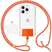 Nalia HoldMe Air Edition - Universal Lanyard mit 2 Pads & Karabinerhaken (gold) - 160cm Handyband zum Umhängen - Orange