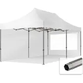 TOOLPORT 3x6m Stahl Faltpavillon, inkl. 2 Seitenteile, weiß