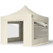 TOOLPORT 3x3m Stahl Faltpavillon, inkl. 4 Seitenteile, creme