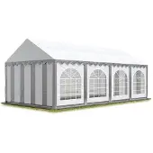 Sonstiges TOOLPORT Festzelt Partyzelt 4x8 m schwer entflammbar PREMIUM, hochwertige PVC Plane 750 N in grau-weiß 100% wasserdicht mit Bodenrahmen