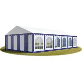TOOLPORT Festzelt Partyzelt 6x12 m PREMIUM, hochwertige PVC Plane 750 N in blau-weiß 100% wasserdicht mit Bodenrahmen