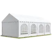 TOOLPORT Hochwertiges Zelt Partyzelt Festzelt 4x8 m PVC weiß wasserdicht schwer entflammbar