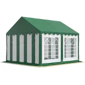 TOOLPORT Partyzelt Festzelt 4x4 m Garten-Pavillon PVC Plane 700 N in grün-weiß Wasserdicht