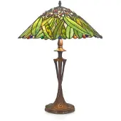 Casa Padrino Tiffany Tischleuchte Hockerleuchte im Bananenblätter Design, Grün und Bunt, Durchmesser 40 cm