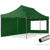 TOOLPORT 3x6m Stahl Faltpavillon, inkl. 2 Seitenteile, dunkelgrün