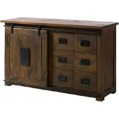 MASSIVMOEBEL24.DE MASSIVMOEBEL24 Sideboard Mango 140x45x85 braun lackiert RAILWAY #421