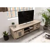 MASSIVMOEBEL24.DE MASSIVMOEBEL24 TV-Board Mango 180x55x50 whitewash lackiert RAILWAY #345