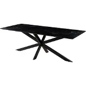 MASSIVMOEBEL24.DE MASSIVMOEBEL24 Esstisch 200x100x76 Marmor schwarz / Kreuzgestell Eisen schwarz BARCELONA #412