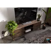 MASSIVMOEBEL24.DE MASSIVMOEBEL24 TV-Board Mango 170x40x60 braun lackeirt HEAVY INDUSTRY #233