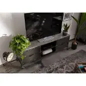 MASSIVMOEBEL24.DE MASSIVMOEBEL24 TV-Board Mango 170x40x60 grau lackiert HEAVY INDUSTRY #133