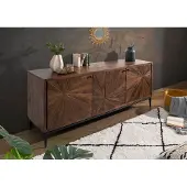 MASSIVMOEBEL24.DE MASSIVMOEBEL24 Sideboard Mango 183x46x84 braun lackiert STILMÖBEL #110