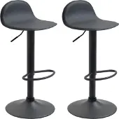 CLP 2er Set Barhocker Lana V2 Kunstleder drehbar und stufenlos verstellbar schwarz Gestell Farbe schwarz