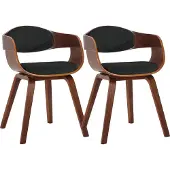 CLP 2er Set Stühle Kingston Stoff mit Polsterung und robustem Holzgestell walnuss/schwarz Gestell Farbe walnuss