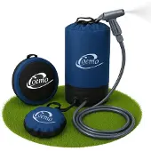 Coemo Campingdusche mit Fußpumpe, Gartendusche, Solardusche Schwarz