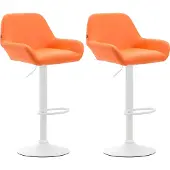 CLP 2er Set Barhocker Braga Kunstleder drehbar und höhenverstellbar | Farbe orange Gestell Farbe weiß