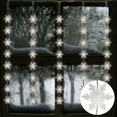 BURI LED Lichtervorhang Schneeflocken 75x85cm Weihnachtesdeko 40 Lichter Fensterdeko