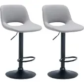 CLP 2er Set Barhocker Camden Kunstleder drehbar und höhenverstellbar | grau Farbe grau Material Gestell Metall matt schwarz