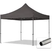TOOLPORT 3x3m Stahl Faltpavillon, ohne Seitenteile, dunkelgrau
