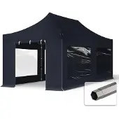 TOOLPORT 3x6m Stahl Faltpavillon, inkl. 4 Seitenteile, schwarz