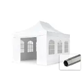 TOOLPORT 3x4,5m Stahl Faltpavillon, inkl. 4 Seitenteile, weiß