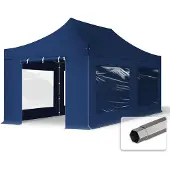 TOOLPORT 3x6m Stahl Faltpavillon, inkl. 4 Seitenteile, dunkelblau