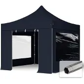 TOOLPORT 3x3m Stahl Faltpavillon, inkl. 4 Seitenteile, schwarz