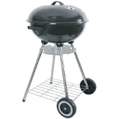 BURI Emaille-Kugelgrill schwarz grillen ø45cm H82cm mit Rollen und 2 Ablagen Wagen