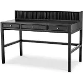 Casa Padrino Luxus Schreibtisch Schwarzgrau / Messing 130 cm