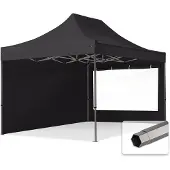 TOOLPORT 3x4,5m Stahl Faltpavillon, inkl. 2 Seitenteile, schwarz