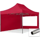 TOOLPORT 3x4,5m Stahl Faltpavillon, inkl. 2 Seitenteile, rot