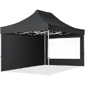 TOOLPORT 3x4,5m Stahl Faltpavillon, inkl. 2 Seitenteile, schwarz