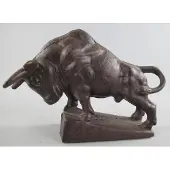 Casa Padrino Metall Deko Figur Stier Braun 27 cm - Schreibtisch Dekofigur