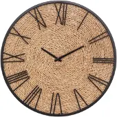 Atmosphera Wanduhr/Wanduhr Mumbai - Dia 50 cm - Metall/Jute - beige/schwarz - Kuche/Zimmer