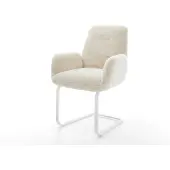 DELIFE Freischwinger Zoa-Flex Plüsch Creme-Weiß Freischwinger flach Weiß Taschenfederkern