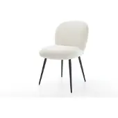 DELIFE Esszimmerstuhl Nube-Flex Bouclé Soft Beige 4-Fuß konisch Schwarz Taschenfederkern