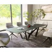 DELIFE Esstisch Edge 300x100cm Keramik LaminamNero Greco Anthrazit Spider Flachstahl Schwarz