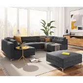 DELIFE Wohnlandschaft Elio 300x185 cm Mikrofaser Graphite mit Hocker
