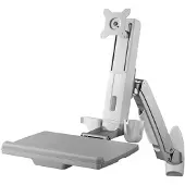 Icy Box IB-MS600-W, "Sit-Stand-Workstation" mit Wandhalterung für einen Monitor bis zu 24" (61 cm), 8 kg, 61 cm (24"), 75 x 75 mm, 100 x 100 mm, Höhenverstellung, Grau, Silber, Weiß
