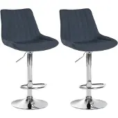 CLP 2er Set Barhocker Toni Stoff drehbar und stufenlos höhenverstellbar dunkelgrau Material Gestell Metall in Chromoptik
