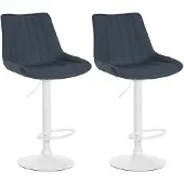 CLP 2er Set Barhocker Toni Stoff drehbar und stufenlos höhenverstellbar dunkelgrau Material Gestell Metall matt weiss