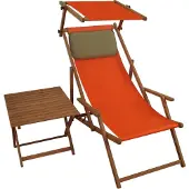 Erst-Holz Liegestuhl terracotta Gartenstuhl Tisch Sonnendach Kissen Deckchair Buche Strandstuhl 10-309STKD