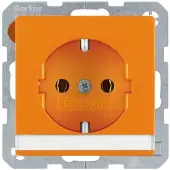 Berker Steckdose SCHUKO mit Beschriftungsfeld Q.1/Q.3 orange, samt