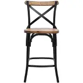 Miliboo - Barhocker Industrie-Look aus Holz und Metall Schwarz 65 cm JAKE