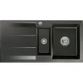 SYSTEMCERAM Spüle KeraDomo GENEA 100 in NERO mit Excenterbedienung / Einbauspüle
